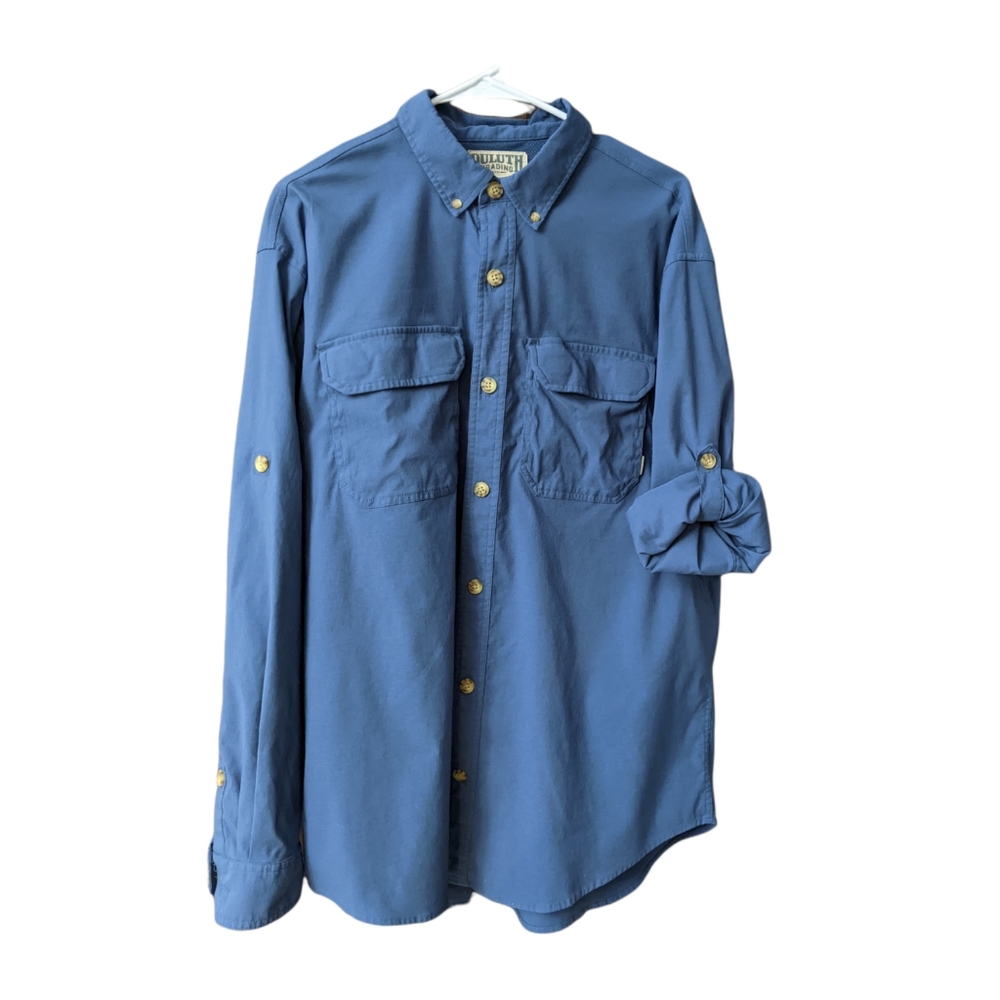 Duluth Trading Company Mens Vented Back Long Sleeve Button Down  L
